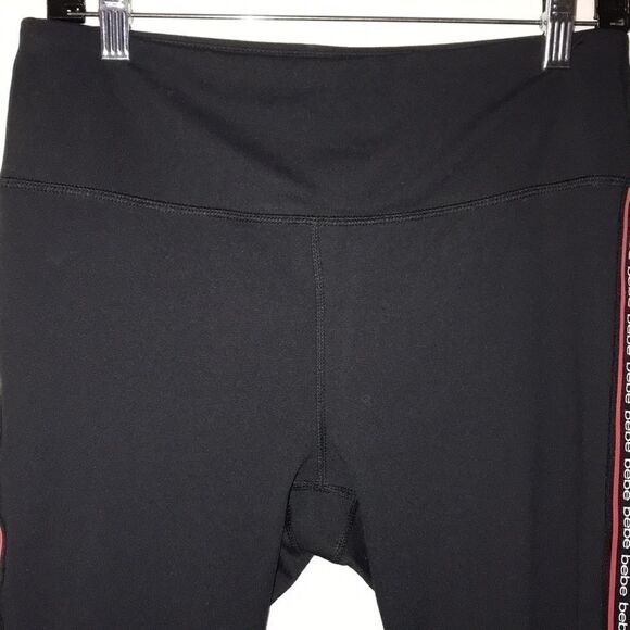 Bebe Sports Women's Black Contrast Logo Tape Wide Waistband Leggings Size Large - Picture 4 of 7